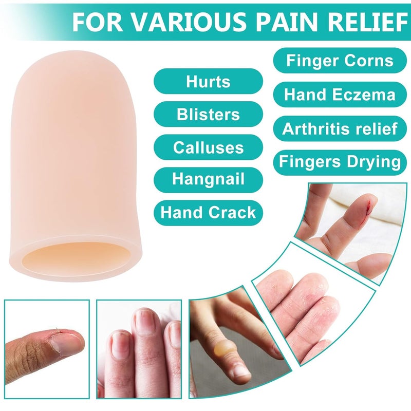 SmallCat 14PCS Silicone Finger Protectors, Gel Finger Support Cots, Short Fingertips Protection, Finger Sleeves, Short Thumb Guard for Finger Arthritis Cracking Pain Relief- Skin Color - Image 4